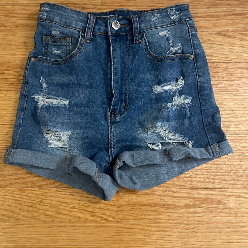 Distressed Denim Shorts